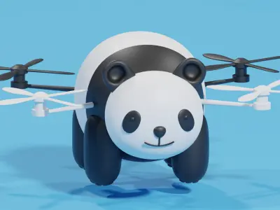 Cartoon Panda Animal Drone 3D model