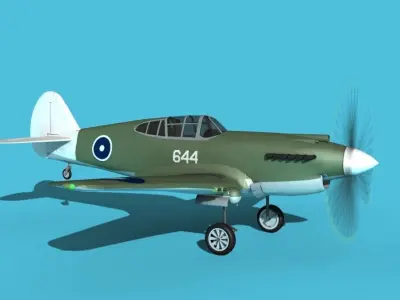 Curtiss P-40B Tomahawk V11 Australia 3D model