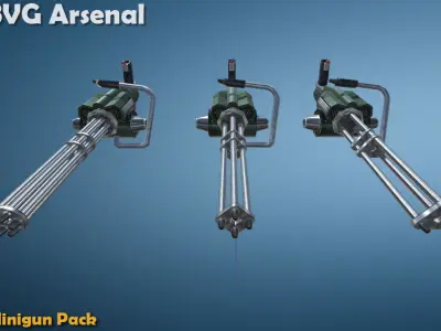 Minigun pack - HQ Low-poly 3D model