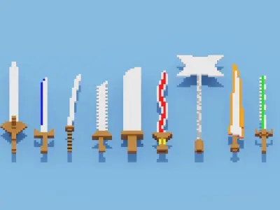 Voxel Weapon Low-poly 3D model