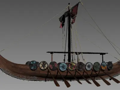 Viking Longboat Full Version 3D model