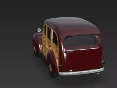Retro Vintage Woody Station Wagon Vehicle 3d model Low-poly 3D model