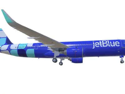 Airbus A321neo jetBlue Airways New Livery Low-poly 3D model