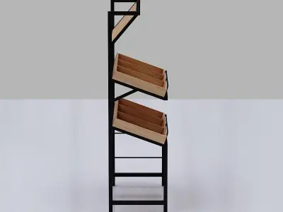 Stall model wooden shelf with two compartments Low-poly 3D model