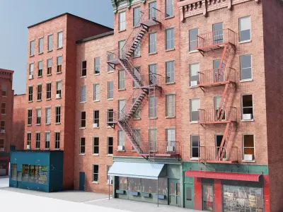 Chicago brick building 2 Low-poly 3D model