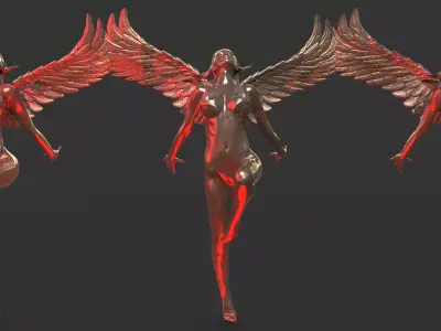 Crescent Female Angel Statue 3D model purchase
