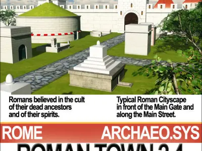 Roman Town Monumental Tombs A 2 4 Low Poly 3D model