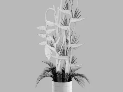 Plant 8 bird of paradise flower arrangement 3D model