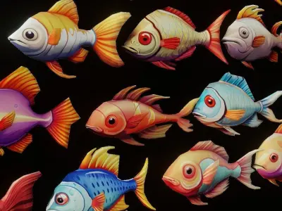 Stylized Fish Pack Low-poly 3D model