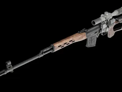 Dragunov  SVD Sniper Rifle PBR  Low-poly 3D model