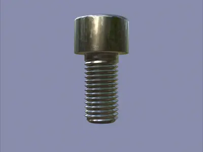 Steel Stained M10 Bolt Allen Cap with PBR 4K Textures 3D model