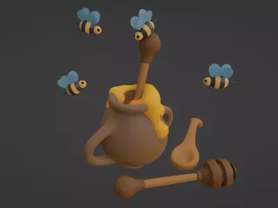 Cartoon Honeypot 3D model