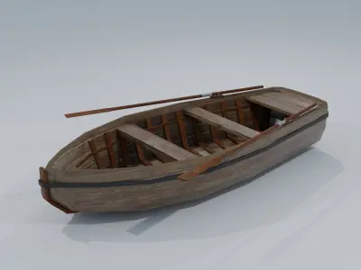 GameReady Old Boat Low-poly 3D model