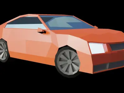 Low-Poly Car orange Free low-poly 3D model