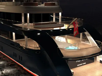 Feadship 1010 Superyacht Night Scene 3D model