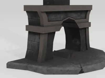 Stylized Fireplace part of Witch Interior pack Low-poly 3D model