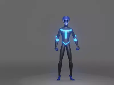 Blue Alien Low-poly 3D model