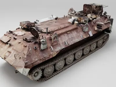 russian MT-LB armored vehicle destroyed by Ukrainian army 3D model