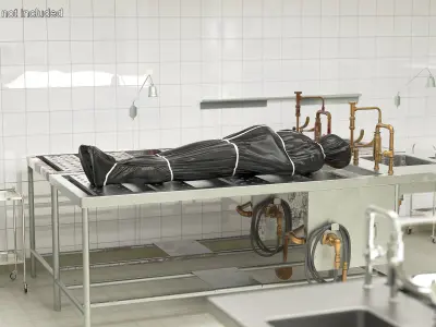 Forensic Pathology Station with Integrated Faucet 3D model