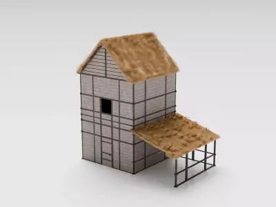 Medieval Woodworkers House Low-poly 3D model