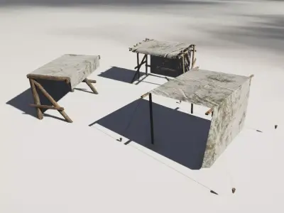 Medieval stalls pack Low-poly 3D model