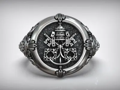 The Keys of Heaven Saint Peter Symbol Christian Ring 3D print model