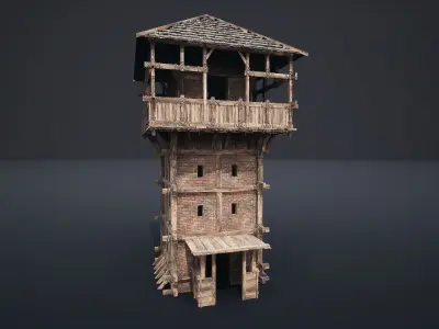 MEDIEVAL WATCHTOWER TOWER FORT FORTRESS CASTLE WALLS AAA NEXTGEN Low-poly 3D model