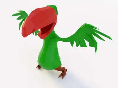 Parrot cartoon bird 3d model  Low-poly 3D model