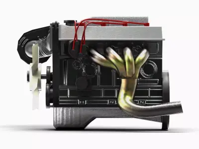 4AGE Toyota Engine Low-poly 3D model