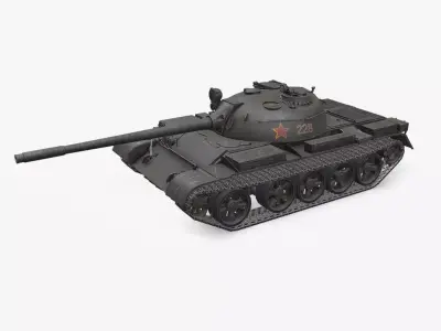T-54 T-55 Soviet Main Battle Tank Low-poly PBR Low-poly 3D model