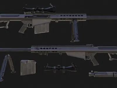 The ultimate M107 Sniper Game-ready Model 2K PBR Texture Low-poly 3D model