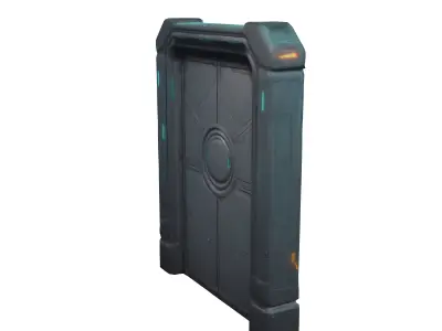 Simple low poly scifi door 3D model purchase