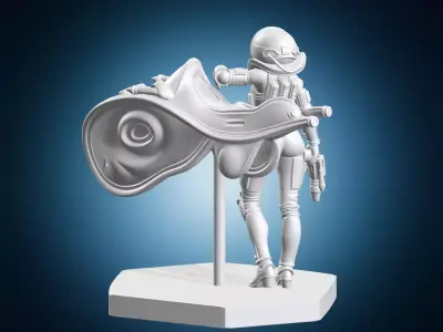 Female Astronaut in Advanced Sci-Fi Spacesuit 3D print model