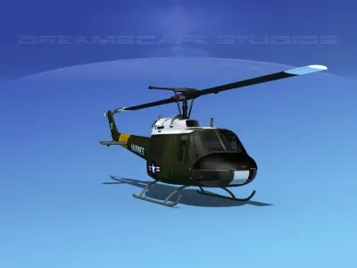 Bell UH-1B Iroquois V13 US Marines 3D model