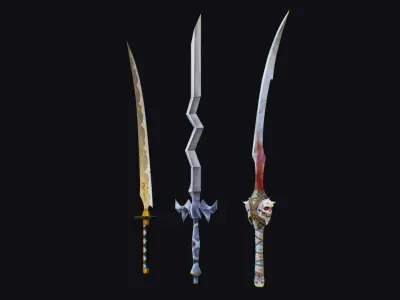 Sword Edged Weapon One Handed Medieval Melee Knife Iron Blade Low-poly 3D model