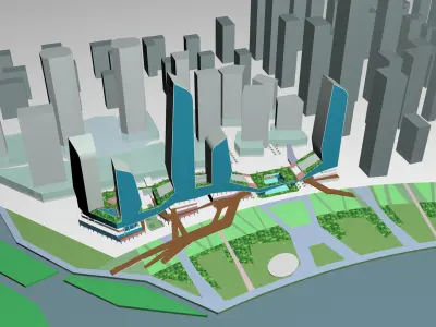 Urban highrise building building ancillary building commercial 3D model