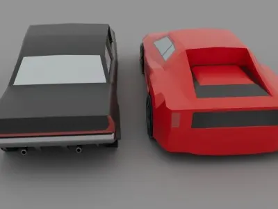 car game Ferrari Testarossa DODGE CHARGER Low-poly Free low-poly 3D model