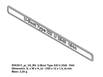 Nameplate - U-Boot Type XXI U 2540 1944 3D print model