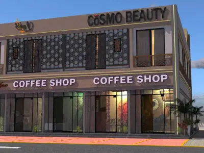 Coffee Shop and Beauty Store Commercial Building A13 3D model