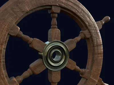 Ship Navigation Steering wheel Low-poly 3D model