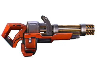 Assault heavy machine gun cannon naff barrel blaster laser arms Low-poly 3D model