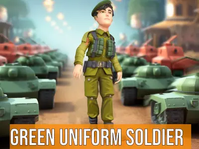 Green Uniform Soldier model pack Low-poly 3D model
