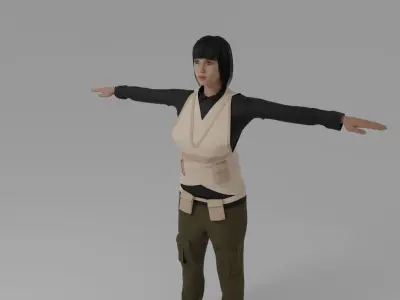 WW War Pilot Woman Low-poly 3D model