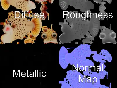 Spiky Fish Model Pack  Cartoon Style D Model Collection Low-poly 3D model