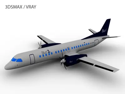SAAB 2000 Low-poly 3D model