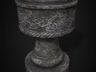 old stone pot lowpoly game asset Low-poly 3D model