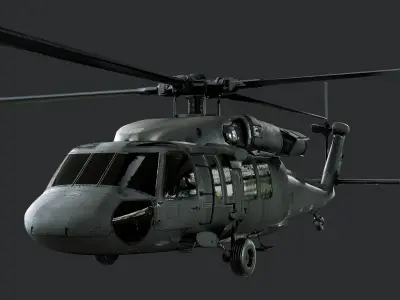 Sikorsky UH60 Black Hawk Helicopter EXTERIOR and INTERIOR 3D model