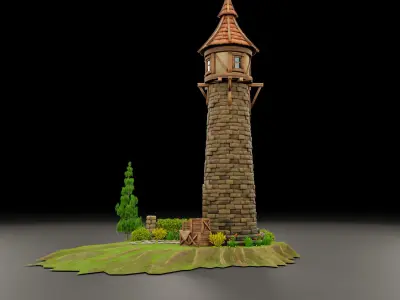 STYLIZED MEDIEVAL BUILDING 06 PRINT READY Low-poly 3D model