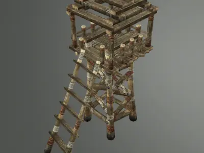 Medieval Watch Tower for Guard Low-poly 3D model