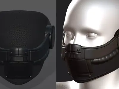 Helmet scifi military futuristic technology cyborg Low-poly 3D model